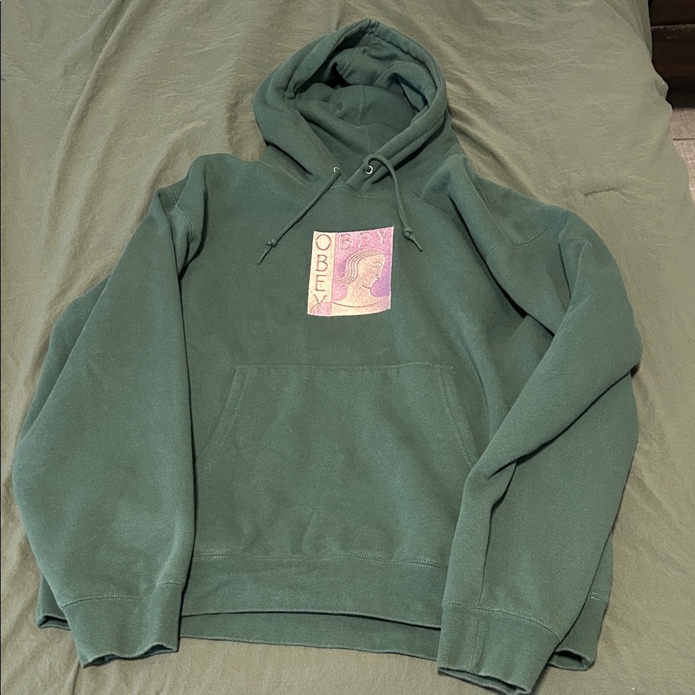 Obey Forest Green Hoodie with Graphic